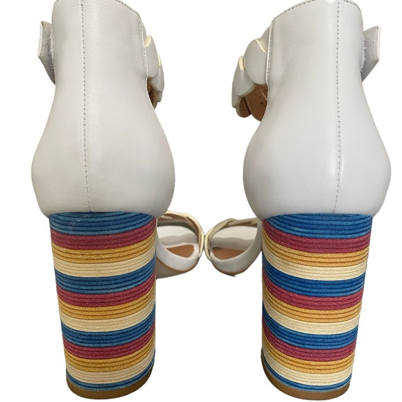 Jeffrey Campbell 3.5” Block Colorblock Heel Size 7.5 Red Blue Yellow Sandals - Picture 2 of 8